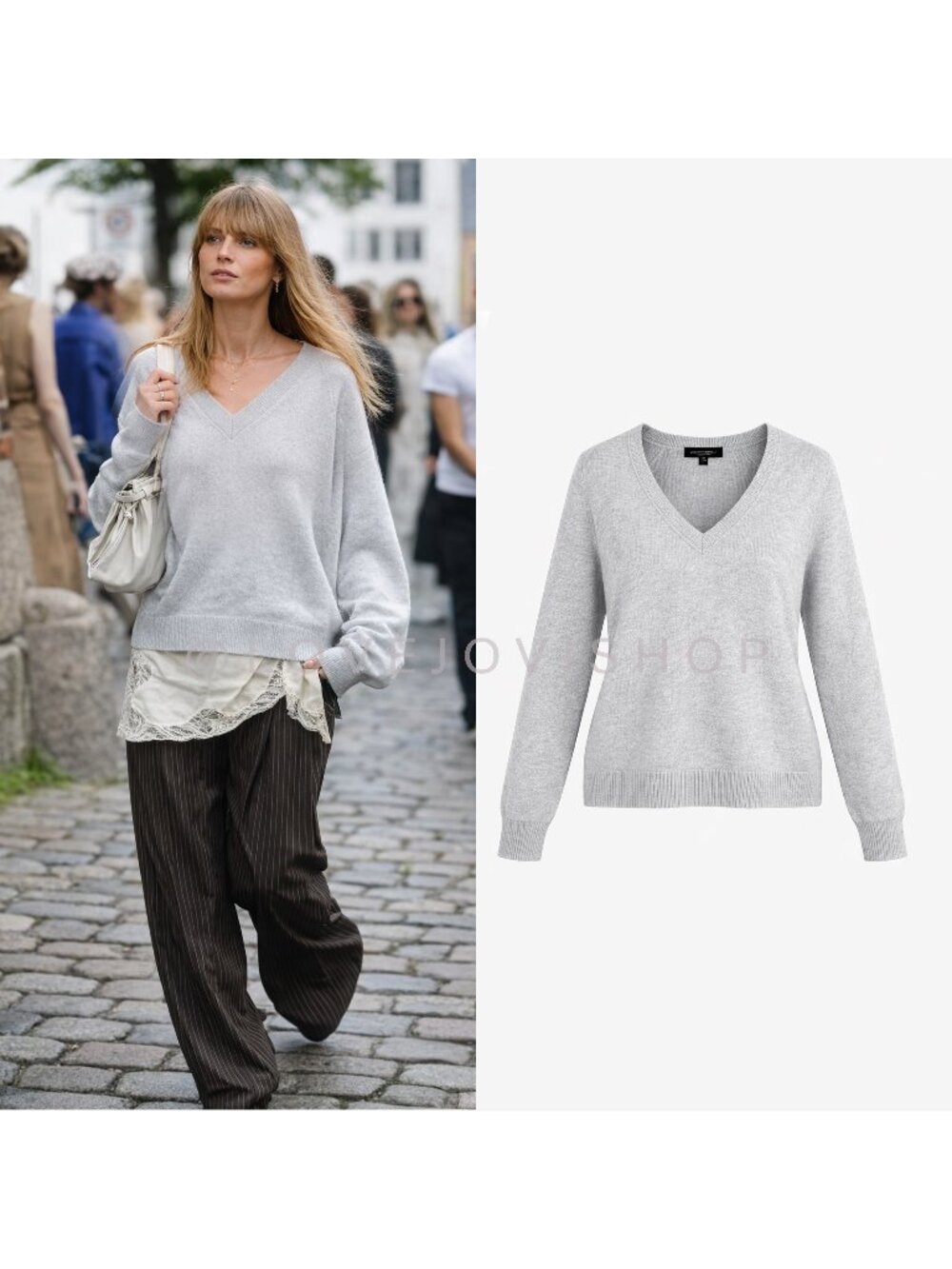 Sweater | Banana Republic Heathered Gray V Neck Knit Pullover Cotton Blend XL